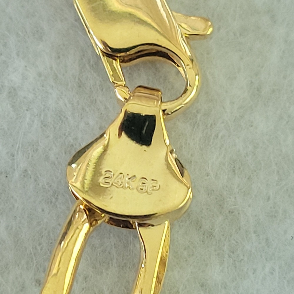 24K Gold Plated GP Figaro Link Chain Necklace 22" 36.3g Heavy Gold Tone